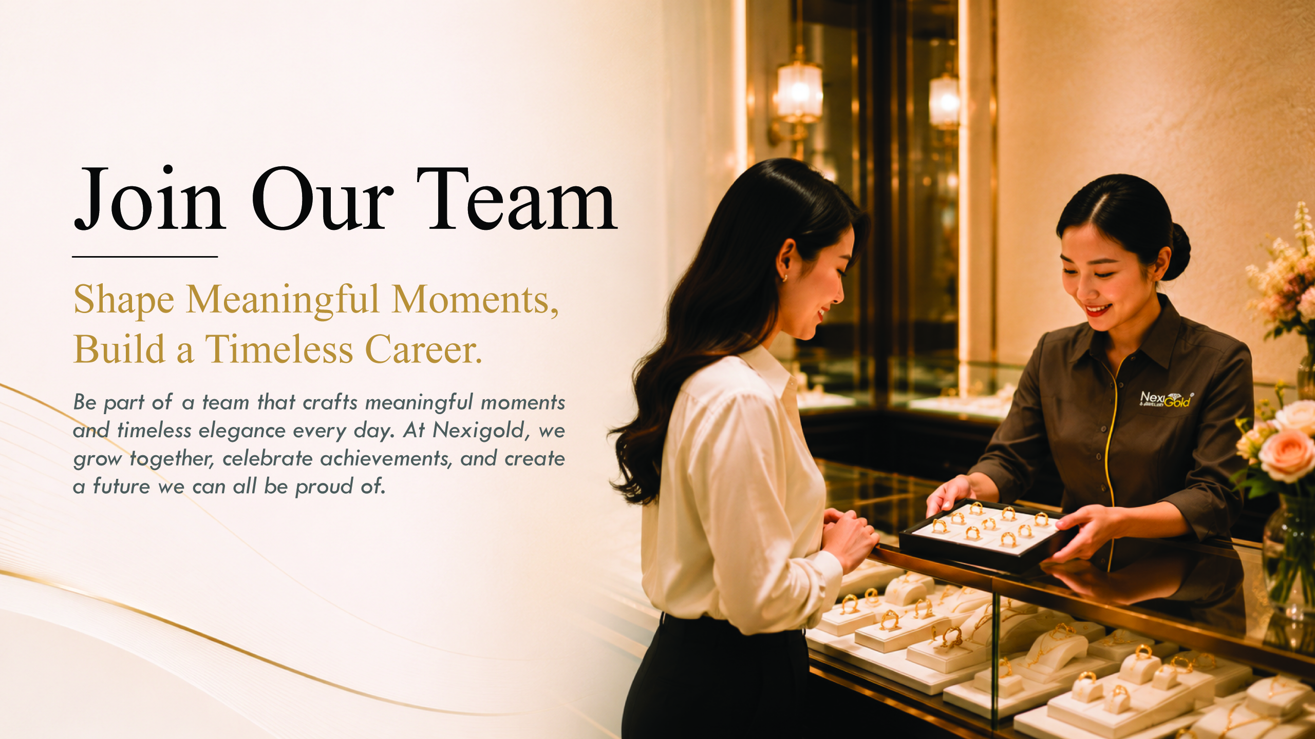 Join our team — shape meaningful moments and build a timeless career at Nexigold